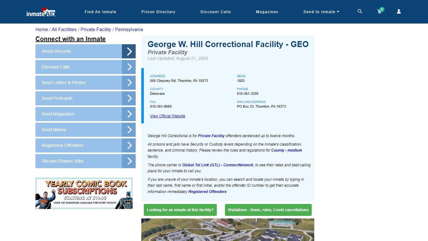 George W. Hill Correctional Facility - GEO - Inmate Search - Thornton, PA